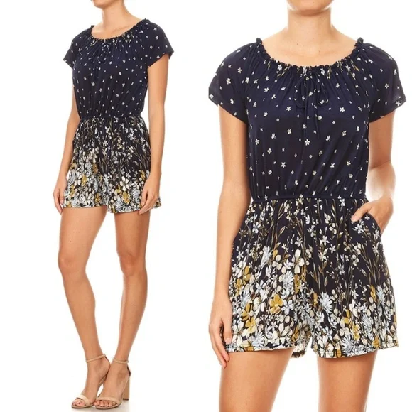 Floral Printing Ombre Romper - Picture 1 of 8